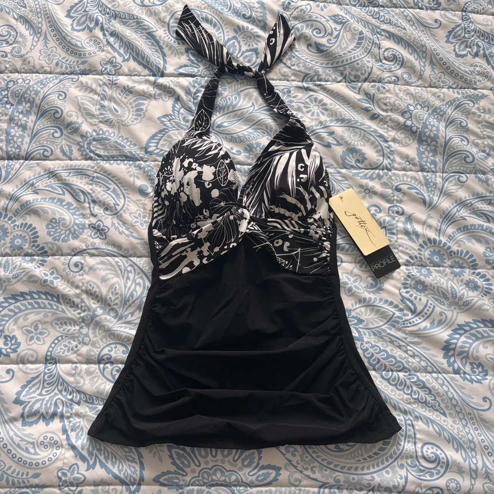 PROFILE BY GOTTEX MARBELLA HALTER TANKINI TOP Size 8 NWT